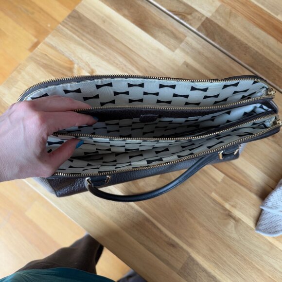 Kate Spade Grove Street Barton Leather Satchel – Brown & Taupe - Picture 6 of 11